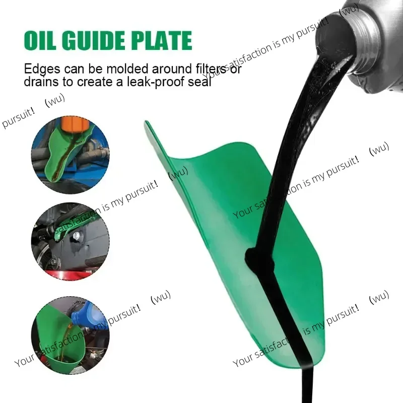 Flexible drainage tool, foldable silicone car guide board, for liquid filling accessories for automobile and motorcycle engines