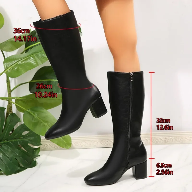 

Women Knee-high Boots Fashion Pointe Leather Boots Luxury Patent Leather High Heeled Boots Side Zip Long Boot Botas Largas Mujer