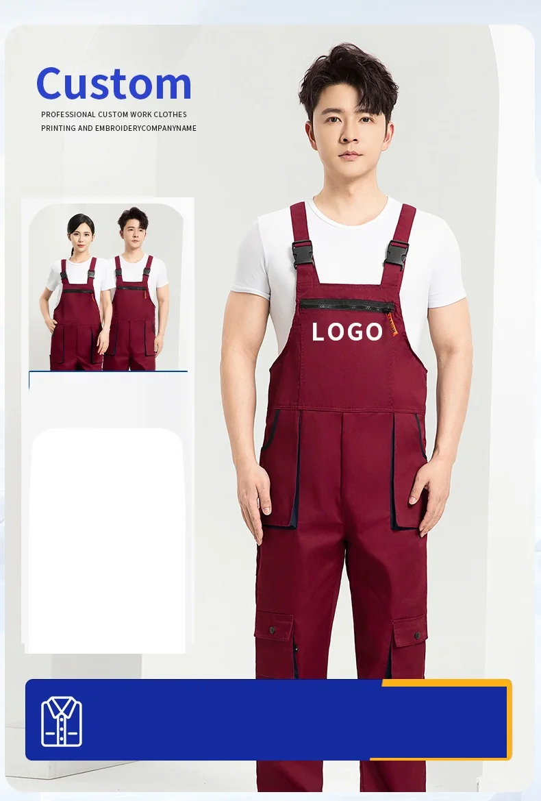 2026Bib 바지 작업복 작업복 작업복 스트랩 점프 슈트 멀티 포켓 기계 유니폼 작업 Dungaree 카고 바지
