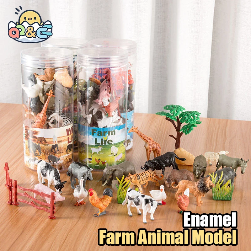 

Small Farm Animal Model Action Figures Pvc Lovely Cock Pig Sheep Miniature Playset Poultry Sculpture Education Kid Toys Gift