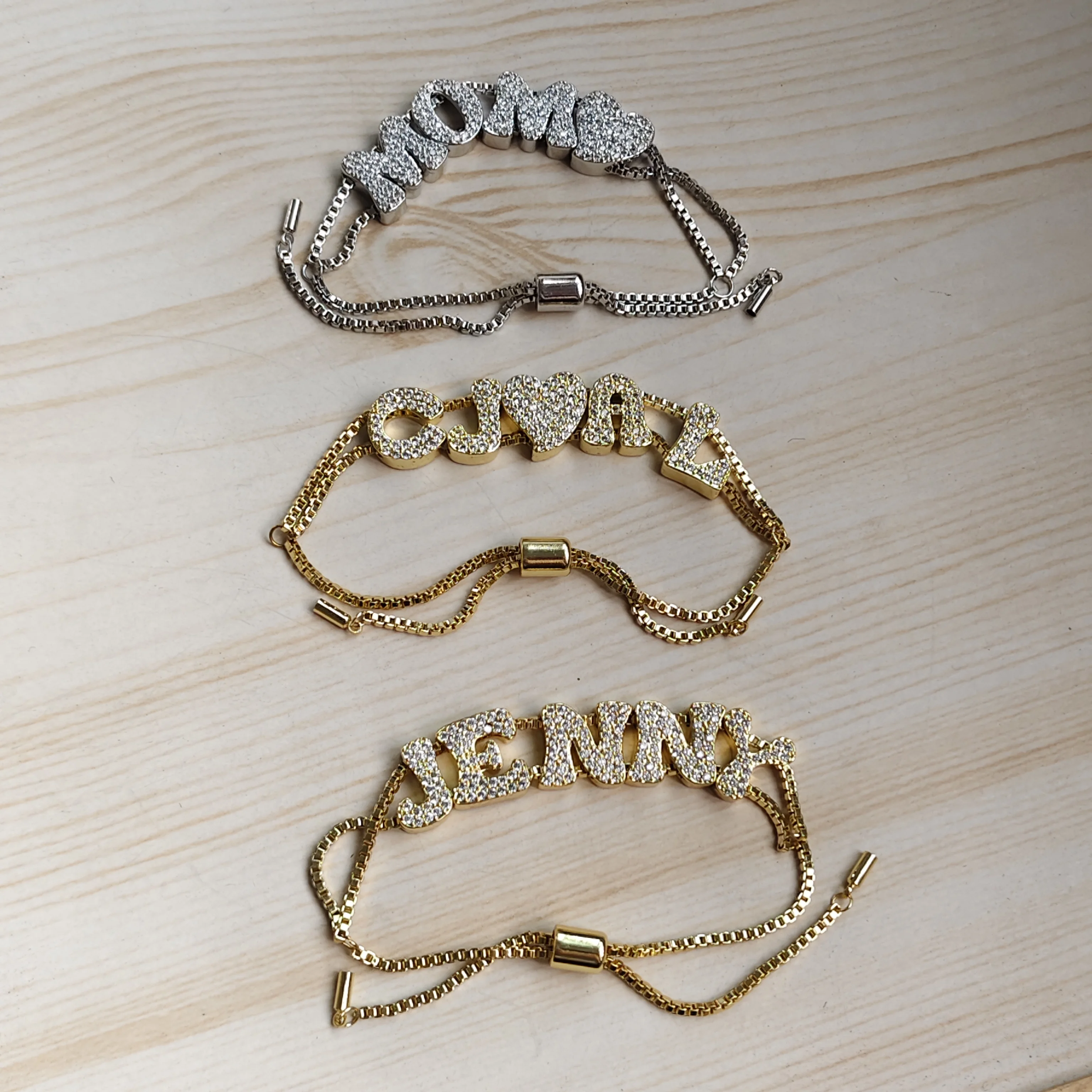 

DHQH New Customized Name Diamond Adjustable Bracelet Personalized Letter Bracelet Valentine's Day Gift Manufacturer Direct Sales