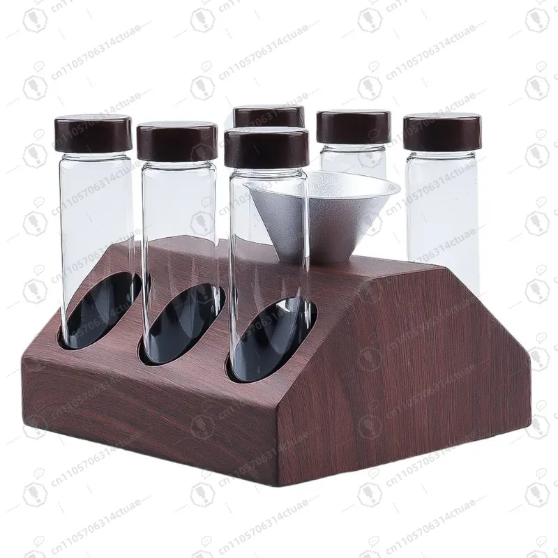 20G Single-Dose Coffee Bean Storage Container Set (6 pieces) Glass Tubes + Metal Rack + Funnel Moisture-Proof and Fresh-Keeping