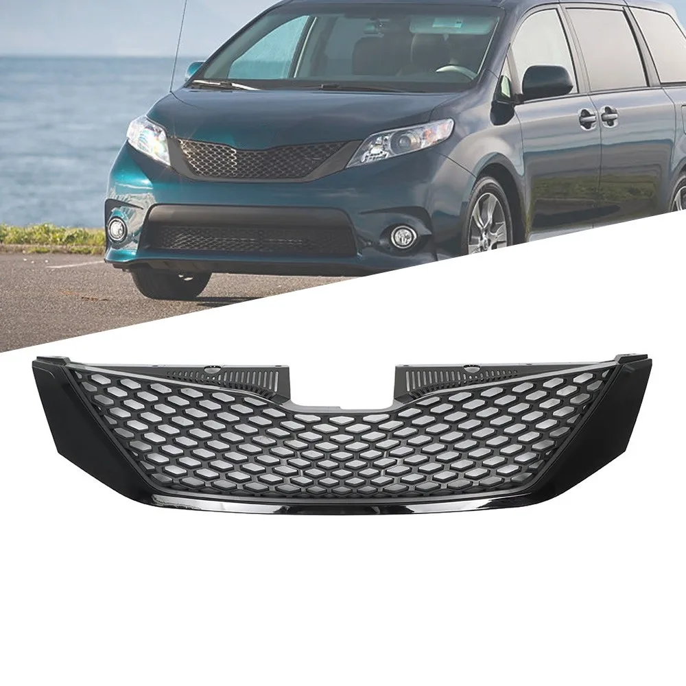

Front Grille Bumper Upper For Toyota Sienna 2011-2017 Replacement Black Mesh
