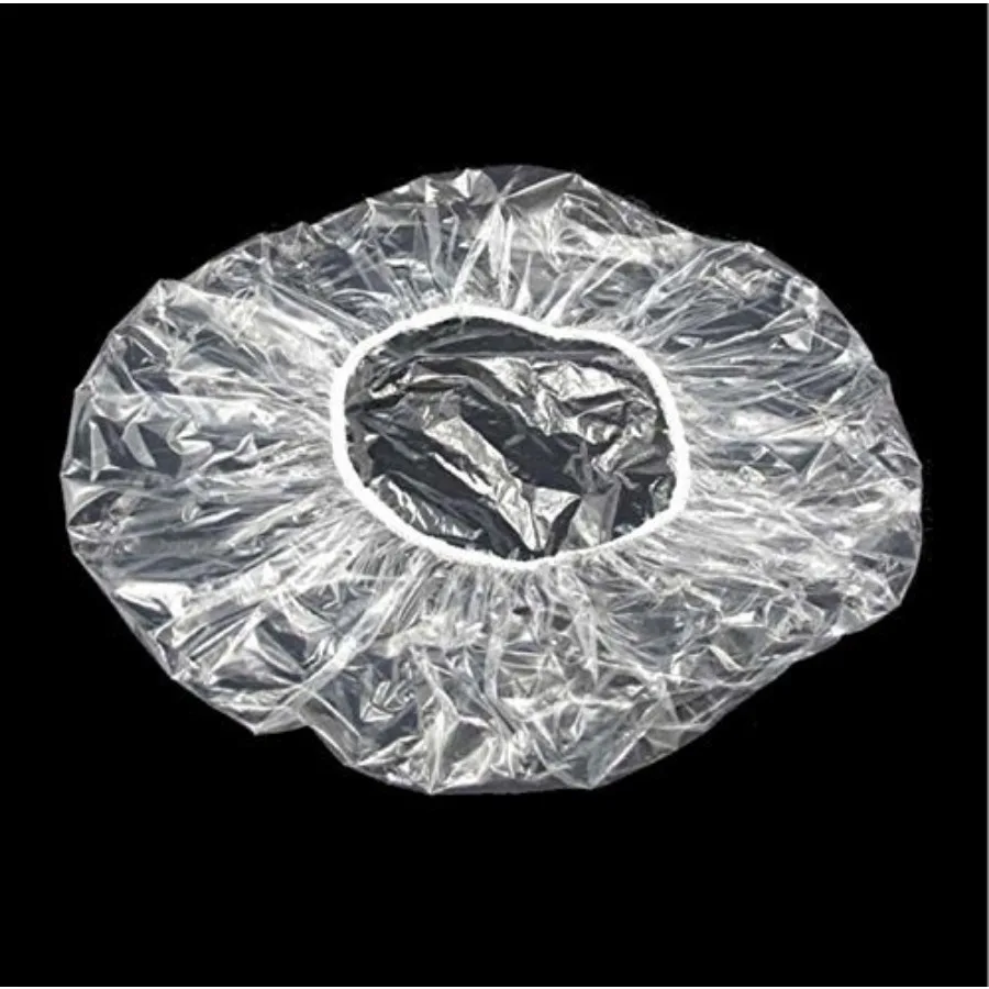 100 Pcs Disposable Plastic Thick Shower Caps Clear Elastic Bath Cap For Women Spa, Home Use, Hotel and Hair Salon, Pack of 100
