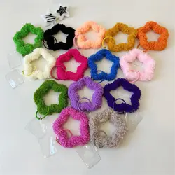 Korean Cute 3D Fur Star Hanging Ring For Phone Soft Fuzzy Plush Strap Winter Anti-Lost Bracelet Keychain Gift