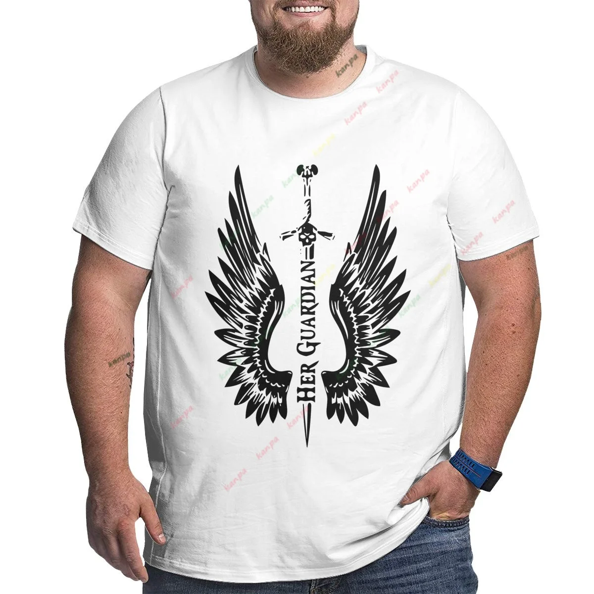 

Man T-Shirt Harajuku Wings and long swords Pattern Printed T-Shirt For Men Casual Shirt Oversized Men's Clothing Sweatshirt 6XL