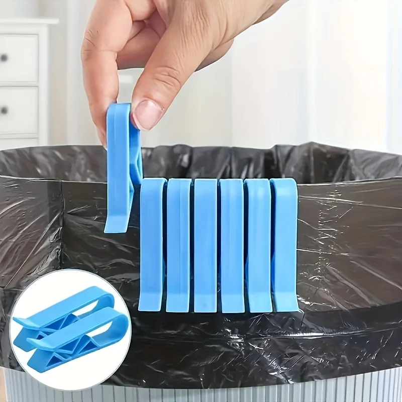 

6/12pcs Trash Can Clips, Anti Slip Garbage Can Plastic Bags Clips, Trash Bag Fixed Clips, Kitchen Bathroom School Dormitory