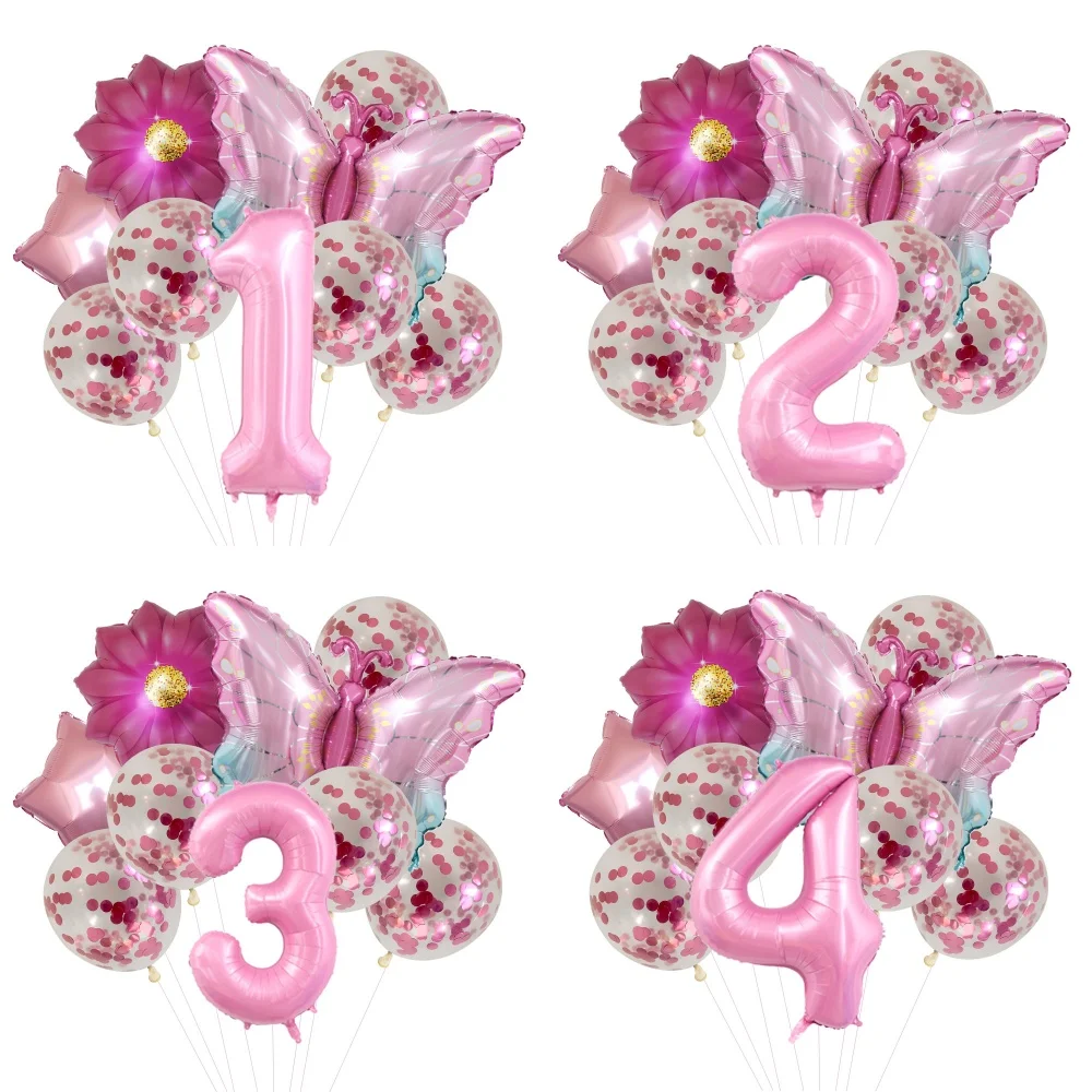 9 stücke Rosa Schmetterling Luftballons 32 zoll Anzahl Ballon Set Alles Gute Zum Geburtstag Schmetterling Folienballon Baby Dusche Geburtstag Party Dekore