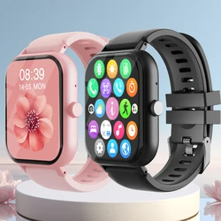 Montre intelligente d'appel Bluetooth pour hommes et femmes, écran tactile complet, sport, fitness, podomètre, montre intelligente pour Android, iPhone, 1.99