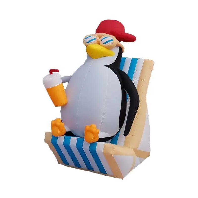 Elastic animal -shaped penguin wearing swimming ring model