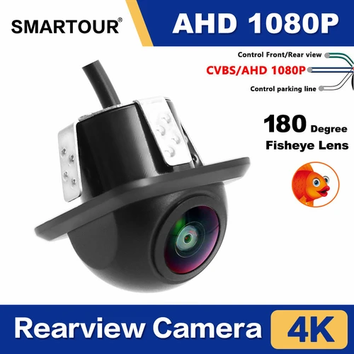 Cámara de Vista trasera de coche SMARTOUR 1080P visión nocturna marcha atrás Monitor de estacionamiento automático CCD impermeable 170 grados vídeo HD lente ojo de pez