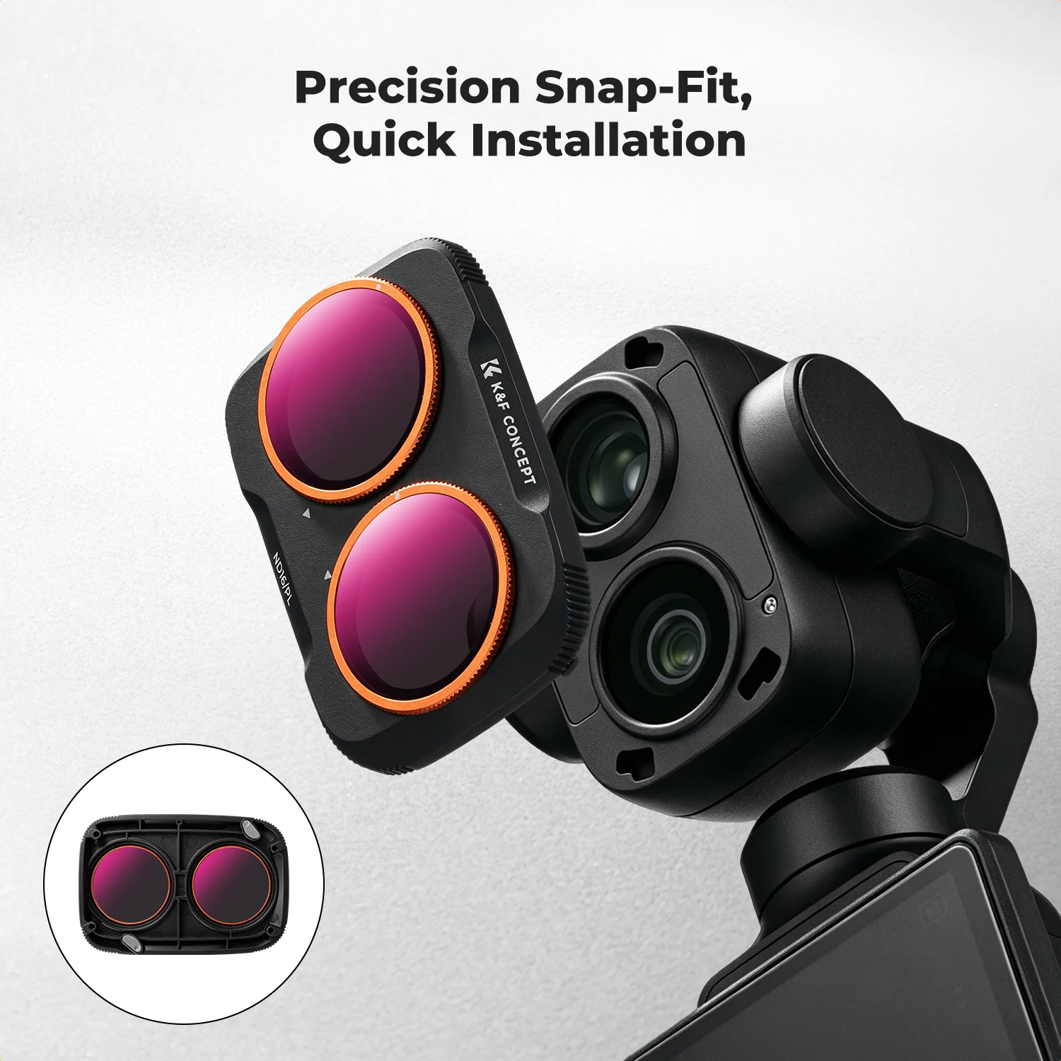Zestawy filtrów K&F Concept 2w1 ND CPL do DJI OSMO Pocket 4 Pro, zestaw filtrów ND, filtr OSMO 4P, filtr dyfuzyjny Pocket 4P w kolorze czarnym — zdjęcie produktu 5