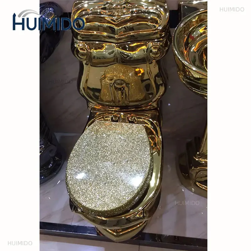 European court golden toilet retro hotel colorful toilet relief split toilet, color gold creative toilet