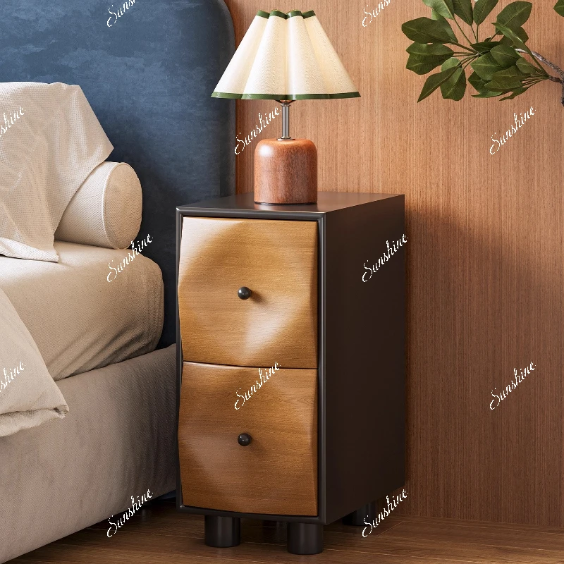 

Nordic retro old bedside table household bedroom ultra-narrow storage bedside table small decorative locker