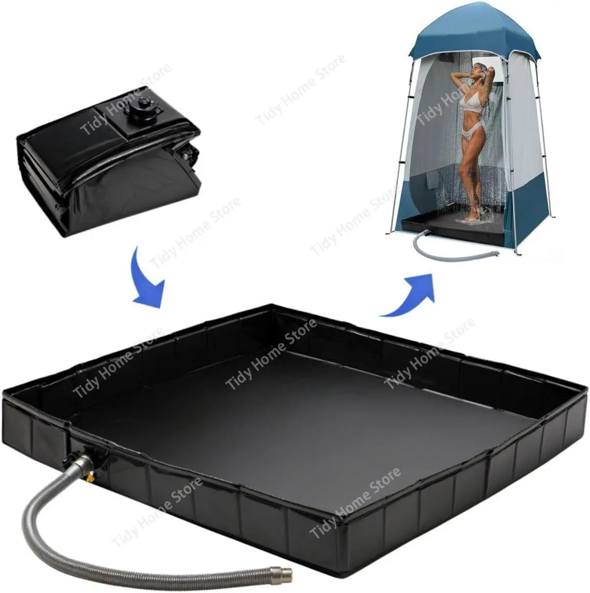 

New Adult PVC Shower Tray, Outdoor Movable Water Collection Tent Pool, Portable Bath Pool