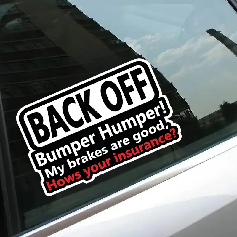 ملصقات سيارات من الفينيل "BACK OFF Bumper Humper" ذات رسائل تحذيرية مضحكة، مقاس 15 × 9.5 سم، ملصق خارجي متين للزجاج الأمامي الخلفي #1