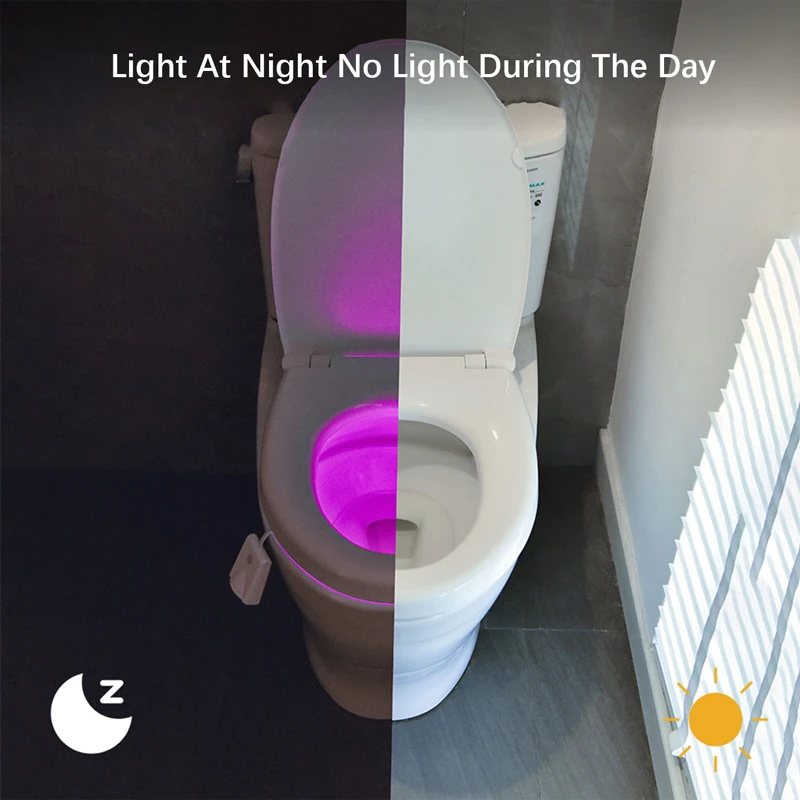 Toilet Night Light Home Toilet Lamp Bathroom Body 8-Color Changes for Shower Room Closestool Home Decor