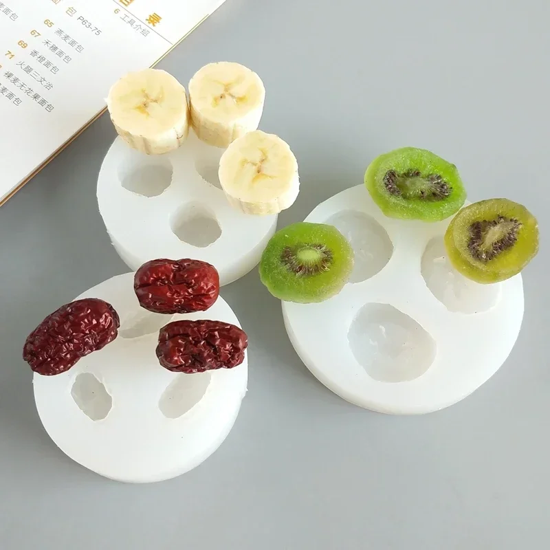 Mirosie 3d Fruit Silicone Molds Banana Slices Kiwi Dried Jujube Fruit Chocolate Mould Cake Decoration Baking Tool Resin Molds