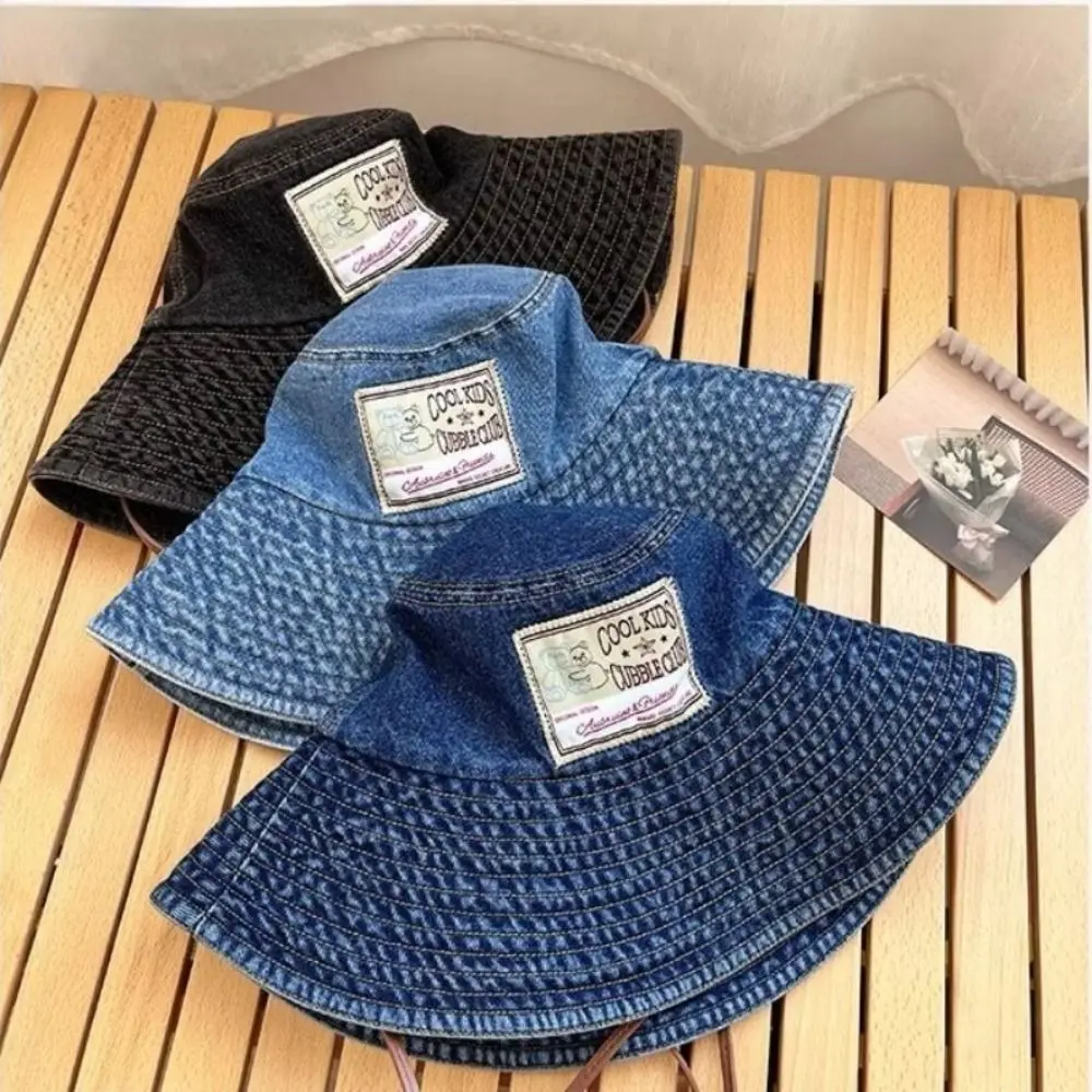 

Retro Big Brimmed Denim Bucket Hat Sunscreen UV Protection Jeans Fisherman Hat Wide Wings Visor Sunscreen Hat Women