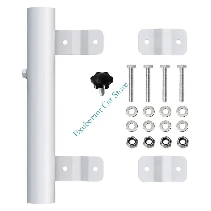 Vehicle Flagpole Bracket with Metal Mounting Points and Backing Plates for Recreational and Trail Display Use