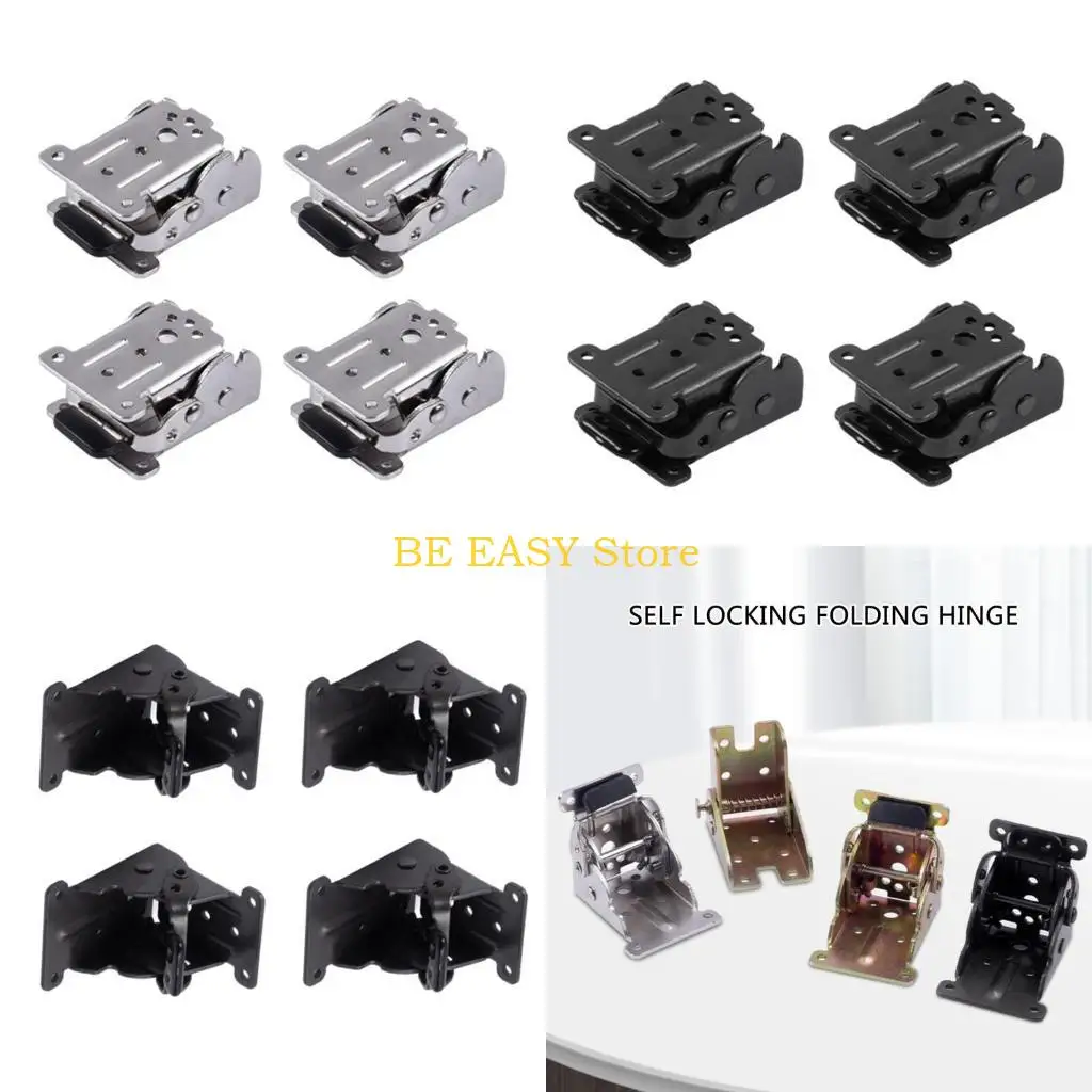 E28F 4Pcs Self-Lock Folding Hinge Replacement Folding Table Legs Support Brackets Lock Extension Support Hardware Enduring