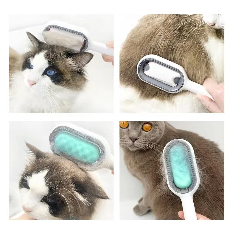 Double Sided Hair Removal Brushes for Cat Dog Pet Grooming Comb with Wipes Upgraded Pet Brush Cat Dog Lint Remover Massage Tools