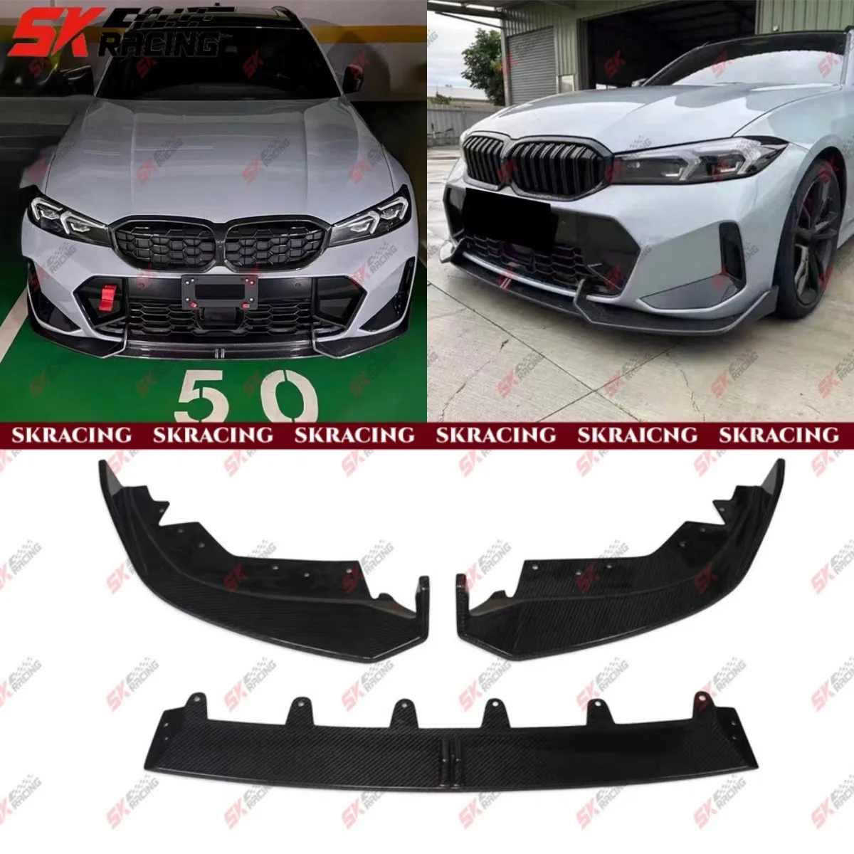 

Диффузор переднего бампера из кованого/углеродного волокна для BMW 3 серии G20 M-sport 23-25