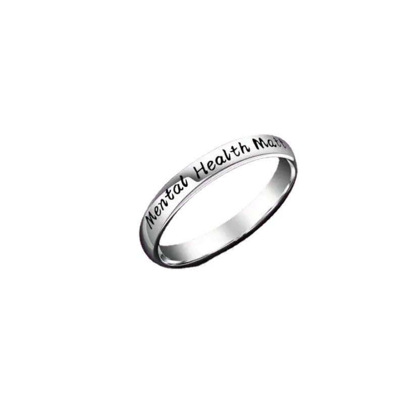 Classic 'Mental Health Matters' Letters Rings for Woman Suicide Depression Awareness Pause Jewelry Strength Gift YLQ7890