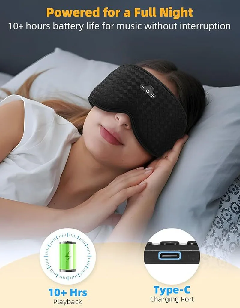 Bluetooth Sleeping Headphones 3D Eye Mask Travel Music Play Soft Elastic Breathable Stereo Music Earphones with HD Microphone