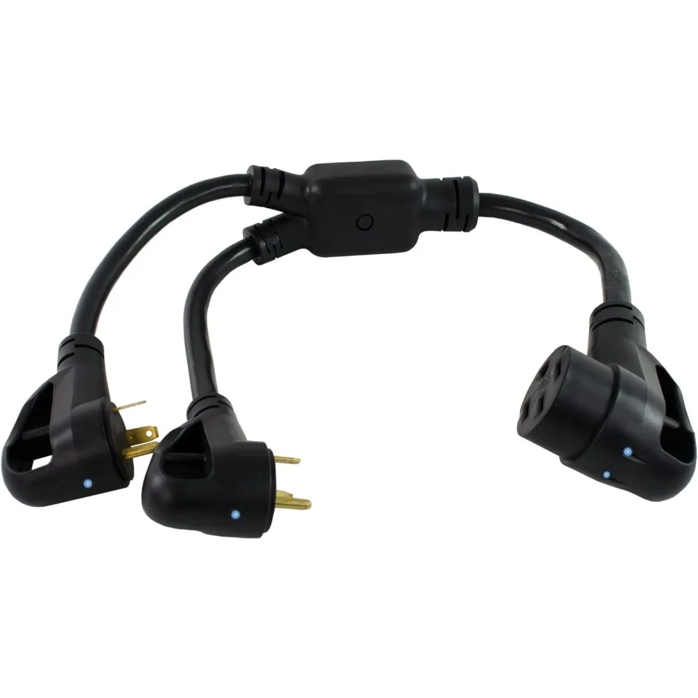 

Двойной преобразователь мощности автофургона: вилка 30 А на гнездовой разъем 50 А, 125/250 В.