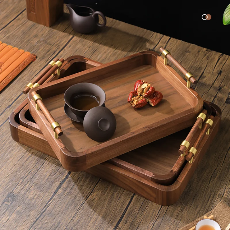 

Japanese Style Wooden Fruit Tray, Rectangular Household Cake Traies, New Chinese Style Tea Table, Snack Storage, Dry Fruit Bowl