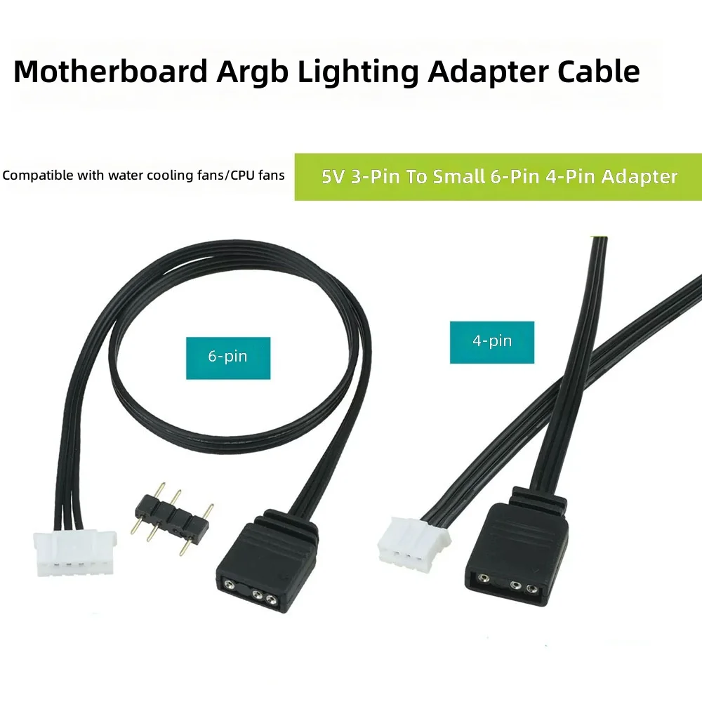 Angitu Motherboard ARGB Light Adapter Cable Compatible with ASUS/MSI AURA Motherboard Sync AURA Lighting 5V 3P to Mini 6Pin 4Pin