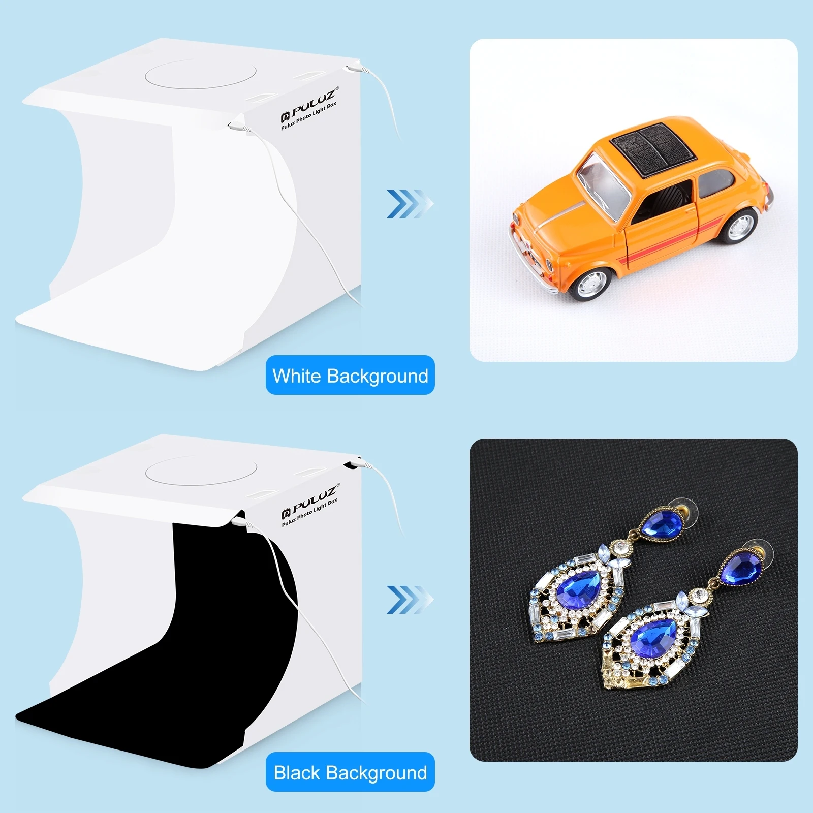 PULUZ 20cm Folding Portable 550LM LED Light Mini Photo Lighting Studio Shooting Tent Box Kit with 2 Colors Backdrops Lightbox
