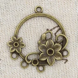 6pcs Charms Flower Connector 35x32mm Antique Making Pendant fit,Vintage Tibetan Bronze,DIY Handmade Jewelry