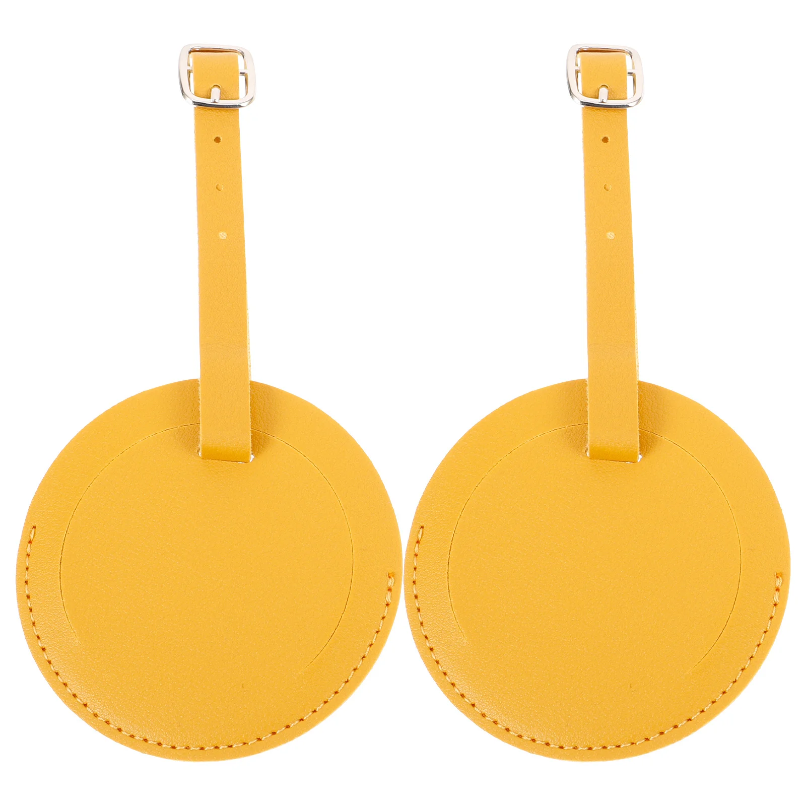 2Pcs Round PU Luggage Tag Durable Practical Name Card Holder Strap for Suitcase Travel Baggage PU Luggage Tag