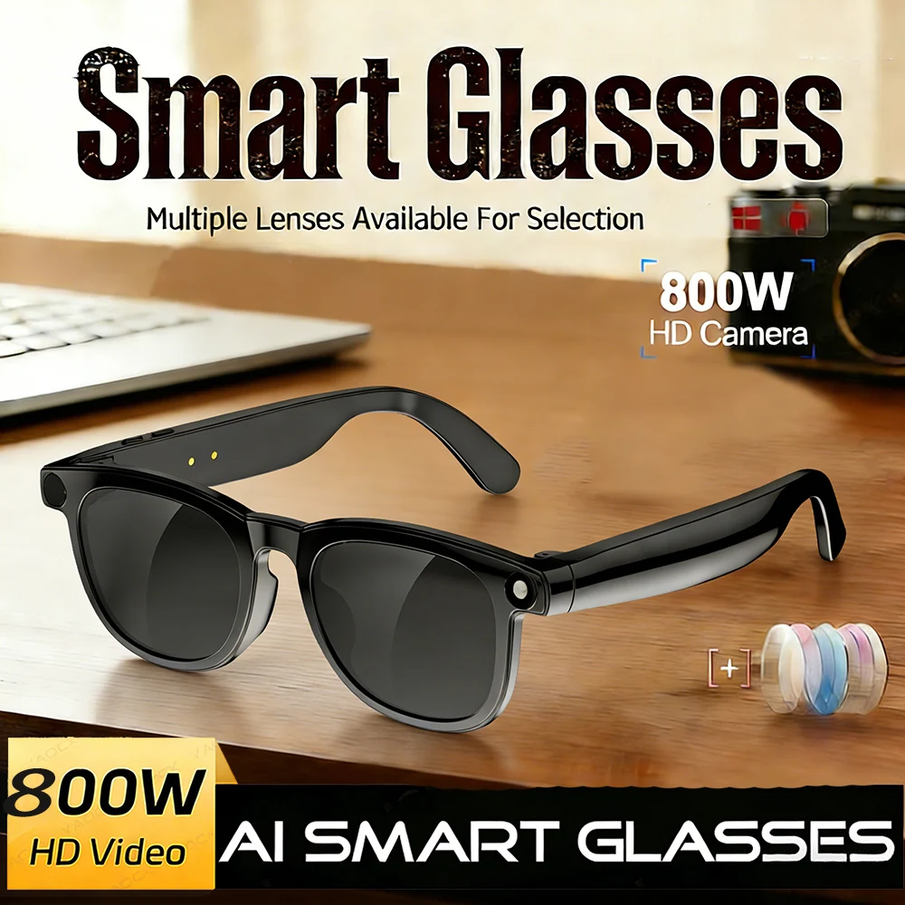 

2026 New Smart Photo Glasses 800W Camera anti-shake HD Video Recording Translation Voice Assistant Music BT Call Smart Glasses