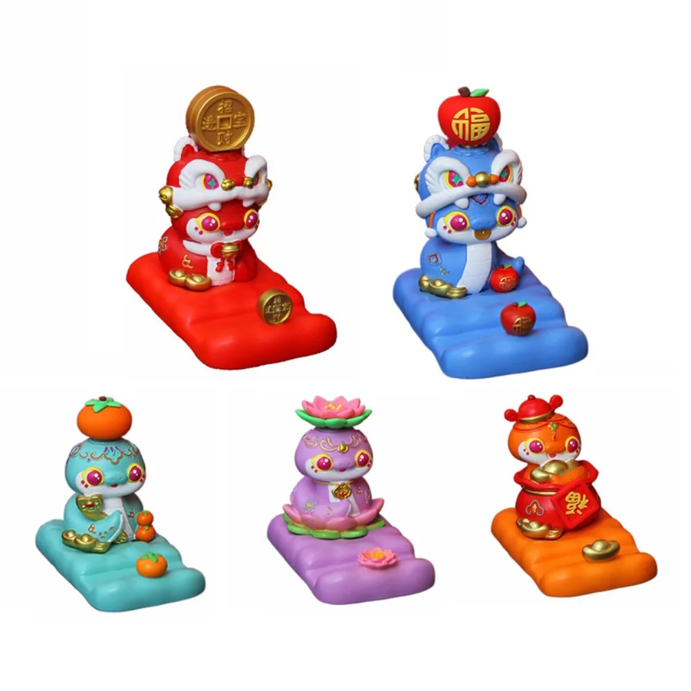 Zodiac Snake Cartoon Snake Figurine Resin Craft Slot Design Mobile Phone Stand Figurine Cute Snake Phone Holder