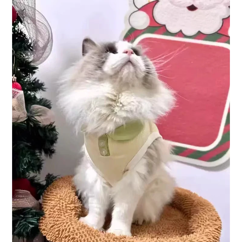 

Gold Gradient Dog Polo Shirt Anti-Dirt Lapel Thin Vest for Spring Summer Cat Clothes Dog Dopamine Style Anti-Hair