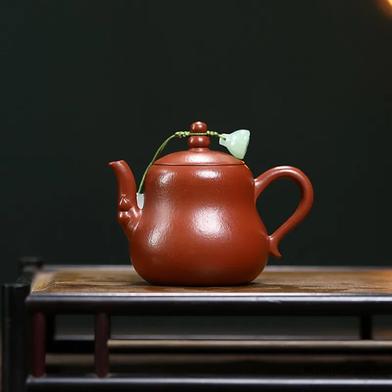

Chinese Yixing Purple Clay Teapot Raw Ore Zhu Mud Beauty Kettle Gourd Shape Handmade Tea Pot Household Zisha Tea Set 90ml