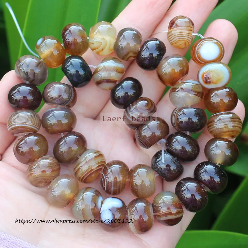 Brown Botswana agates Red Agate Drum shape Loose beads , For DIY Jewelry Making !