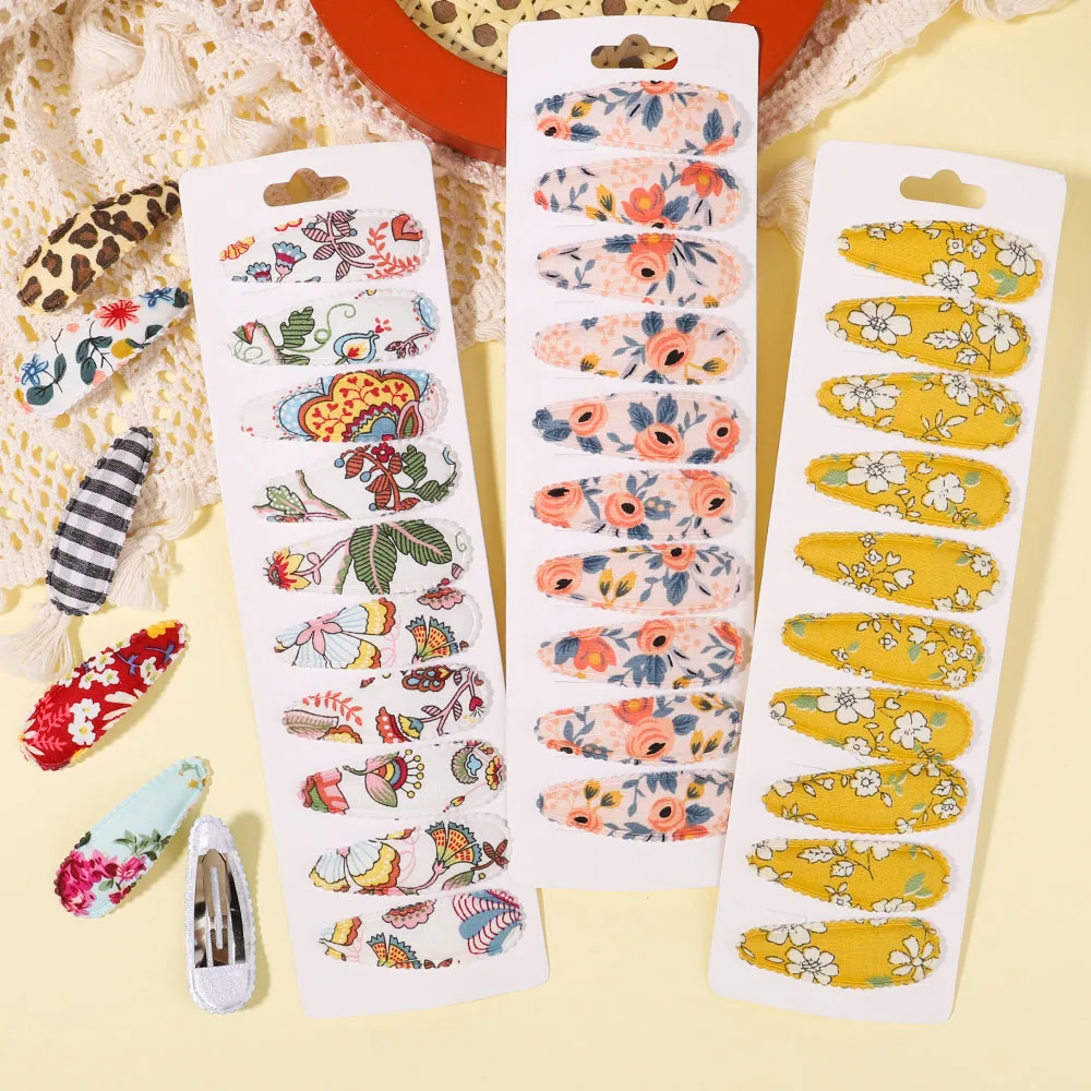 10Pcs/Set Woman Girls Cute Snap BB Clips Kids Print Hairpins Barrettes Headwear Boutique Children Hair Accessories Wholesale