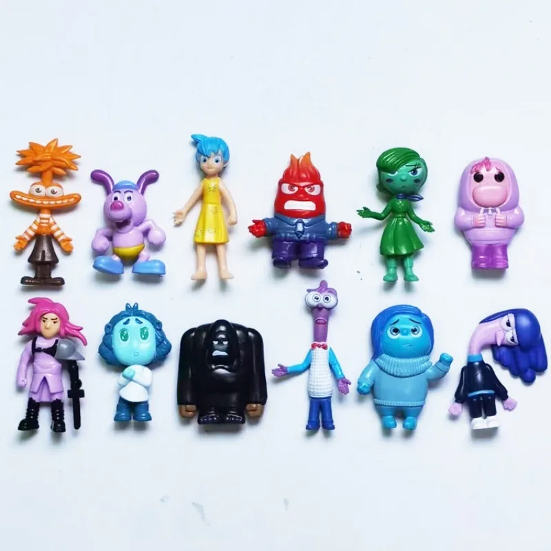 12Pcs/Set Bandai Inside Out 2 Box Action Figure Toy Cartoon Movie Joy Anxiety Anger Sadness Disgust Fear Model Doll Kids Gift