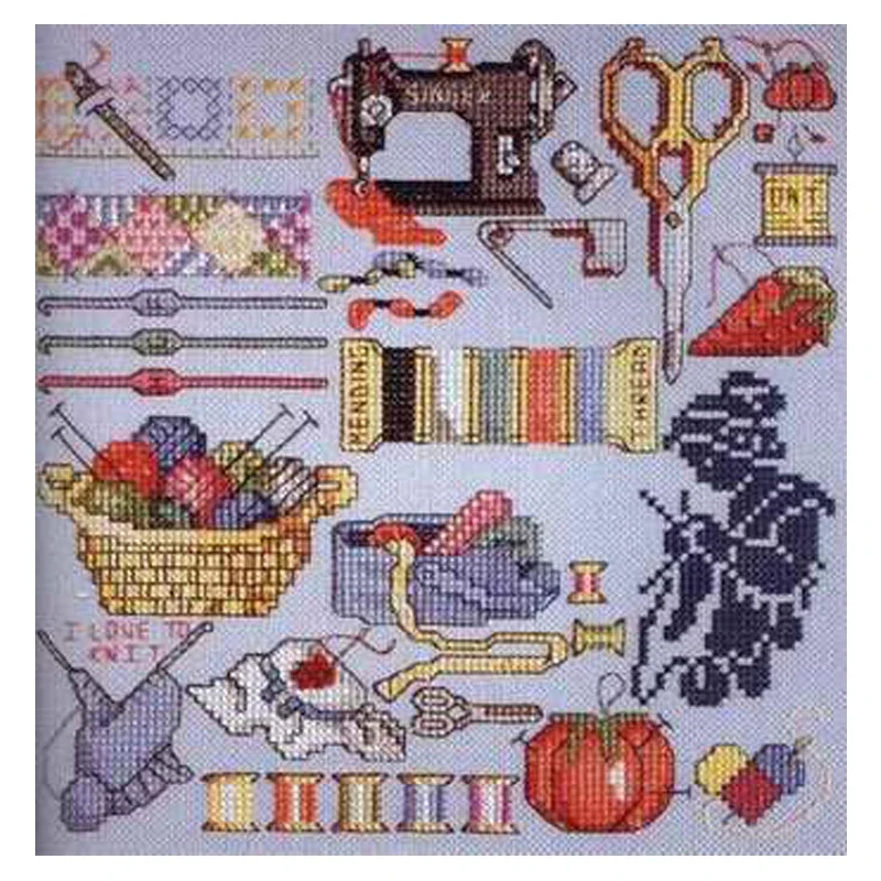 Amishop FREE Delivery Top Quality Lovely Counted Cross Stitch Kit I Love To Sew Sewing Treasure Tools Needle Work