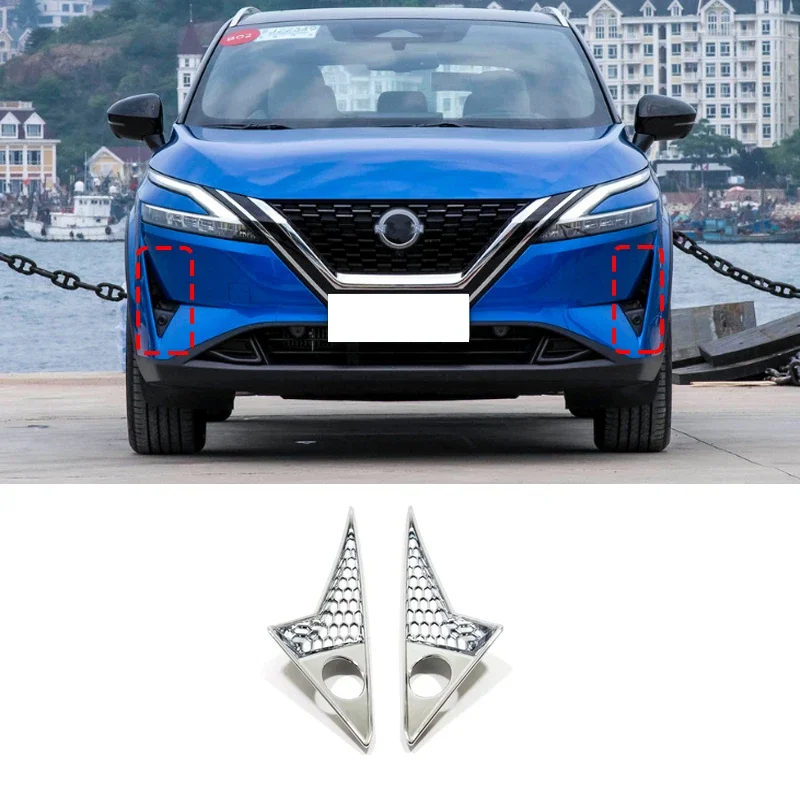 For Nissan Qashqai J12 2022 2023 ABS Chrome Front Rear Foglight Bezel Trims Fog Light Lamp Bumper Protector Cover Accessories