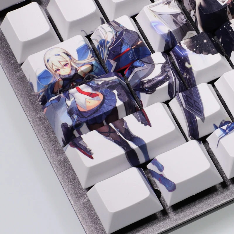 Imagem -02 - Desenhos Animados Anime Gaming Key Caps 79 Chaves Pbt Lados Tintura Subbed Keycaps Cherry Azur Lane Ansi 61 87 104 108