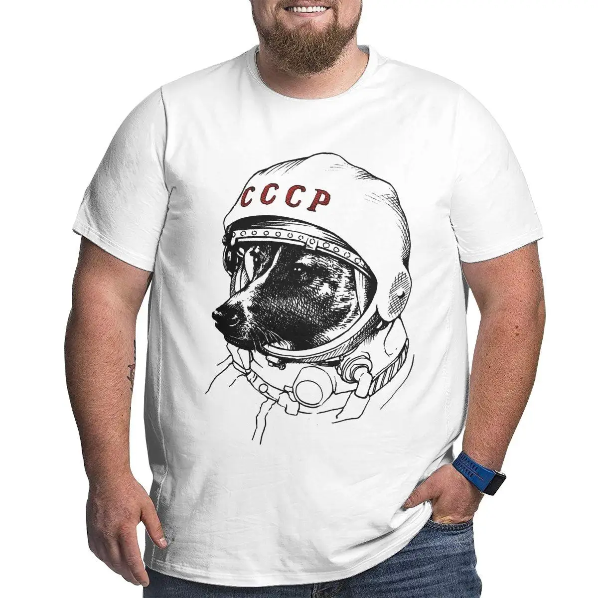 Men CCCP Rusia Tops Space Traveler URSS Comunismo Astronauta Dog T Shirt Vintage Big Tall Tee Shirt Large 4XL 5XL 6XL T-Shirts