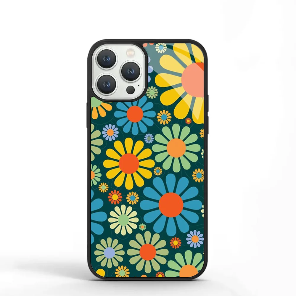 Groovy Flowers Hippie Bohemian Floral Phone Case For IPhone 11 12 13 14 15 Plus Pro Max Mirror Acrylic PC TPU Cover