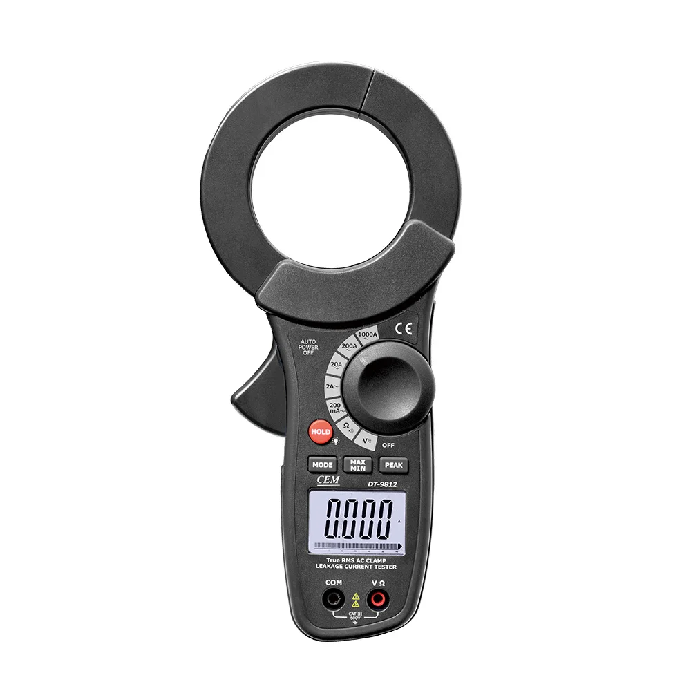 

CEM DT-9812 68mm Big Jaw Size 1000A AC Leakage Current Tester Clamp Meter With Peak Hold Function