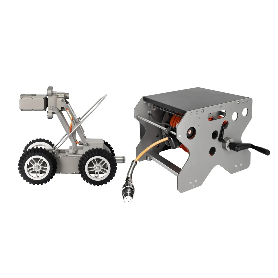Cámara de alcantarillado Robot totalmente metálica de 512hz, sistema sobre orugas de visión nocturna con tarjeta SD, localizador de inspección de tuberías de almacenamiento de datos