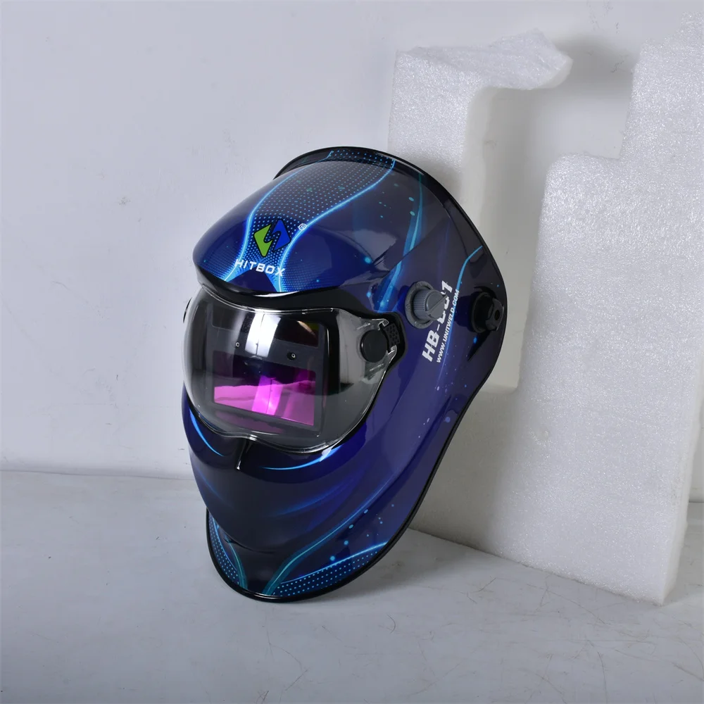 HITBOX Welding Helmet ​Auto Darkening - Large Viewing Screen True Color Hood Solar Lithium DIN4/5-9/9-13 1/1/1/2